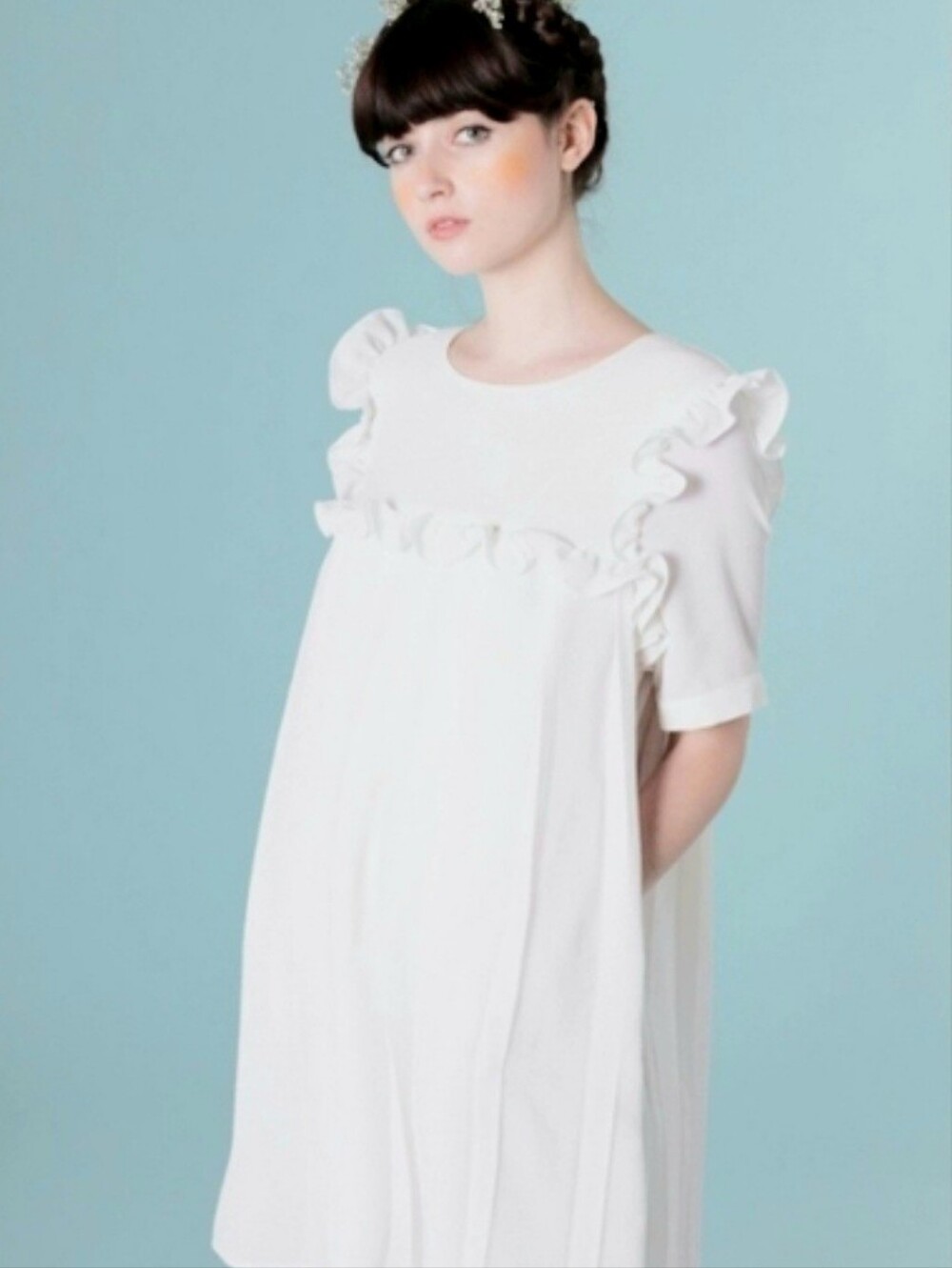 THE WHITE PEPPER Pleated Baby Doll Dress